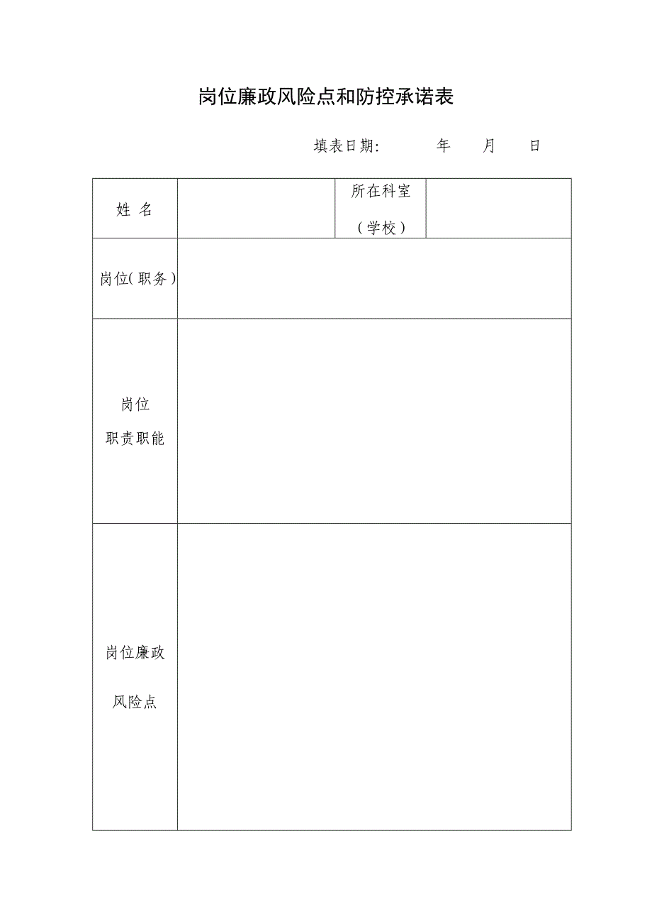 岗位廉政风险点和防控承诺表[1]_第1页