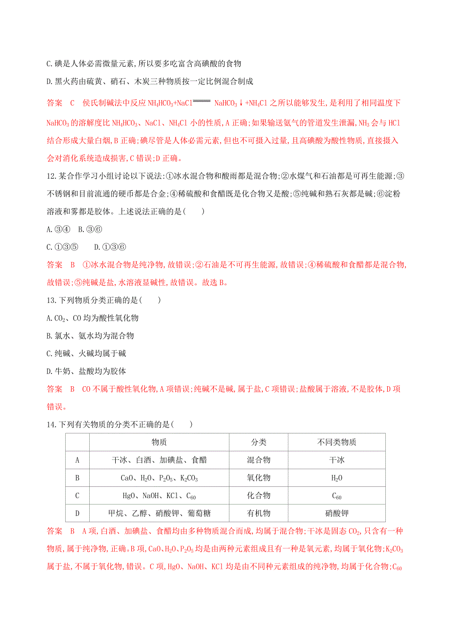 江苏专用2020版高考化学大一轮复习专题一第1讲物质的分类分散系夯基提能作业含解析_第4页