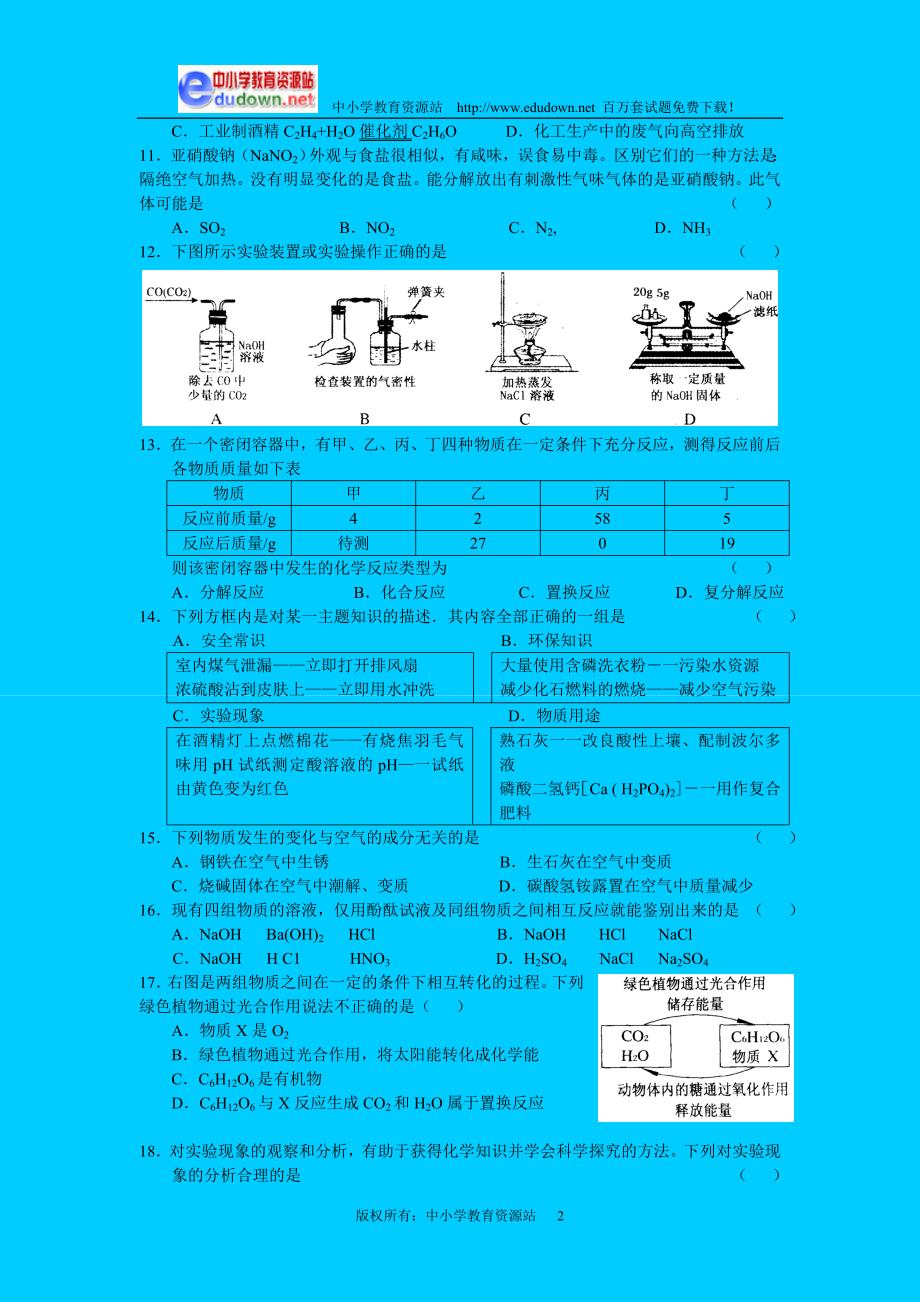 镇江中考试化学及答案沪教_第2页