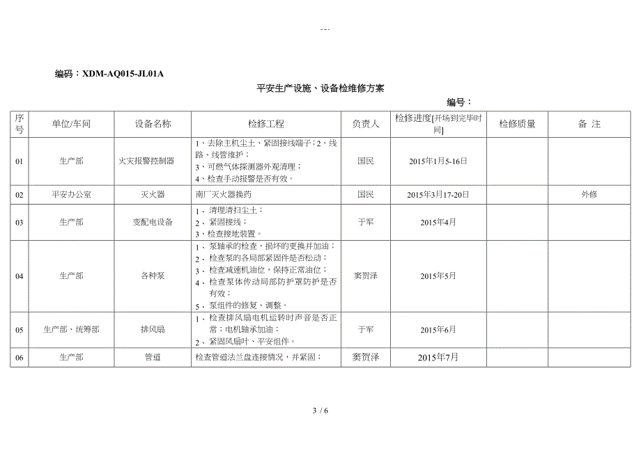 安全生产设施、设备检维修计划_第3页