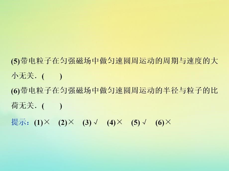 京津鲁琼版版高考物理总复习课件：第九章第2节磁场对运动电荷的作用课件_第5页