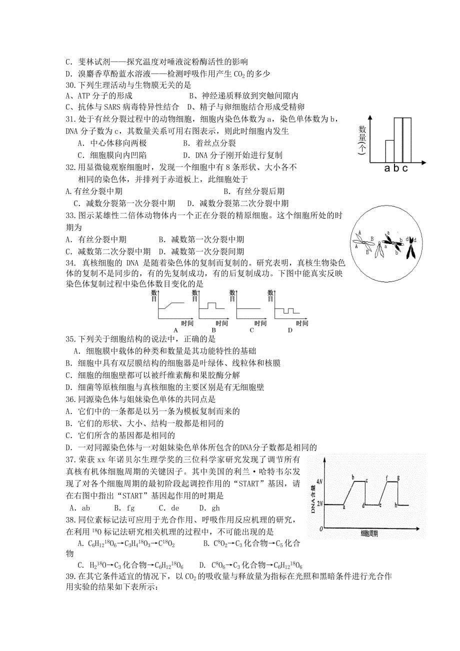 2022年高三10月月考 生物试题_第5页