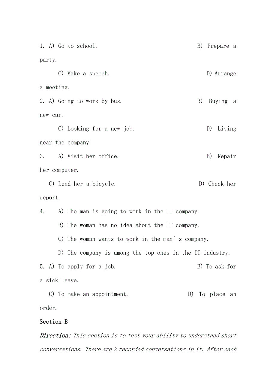 高等学校英语应用能力考试(A级)2016年6月真题及答案_第2页