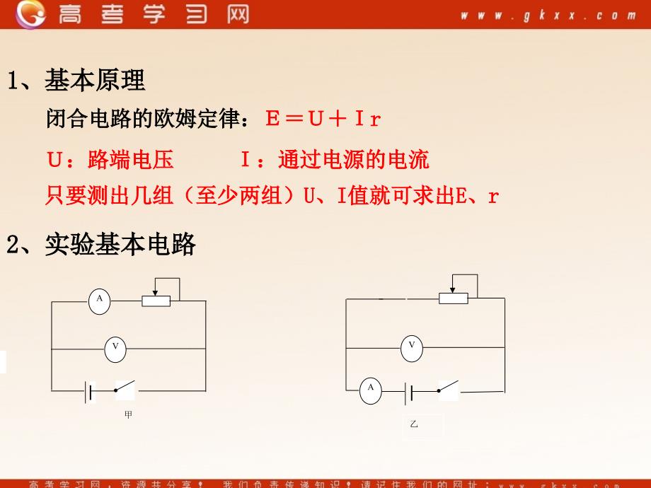 高中物理《测量电源的电动势和内电阻》课件1（13张PPT）（鲁科版选修3-1）_第3页