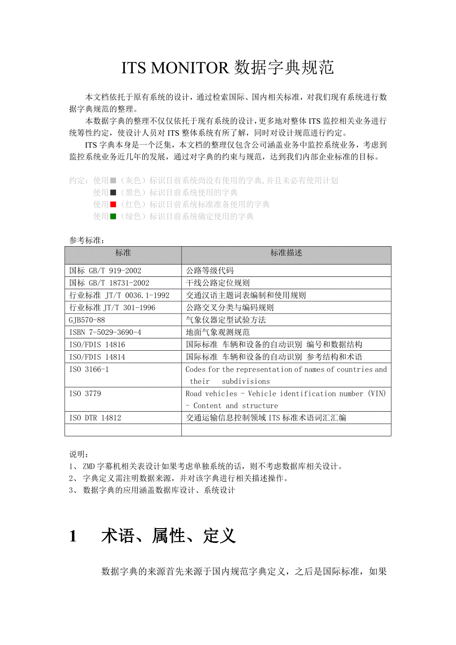 交通监控系统数据字典规范_第1页