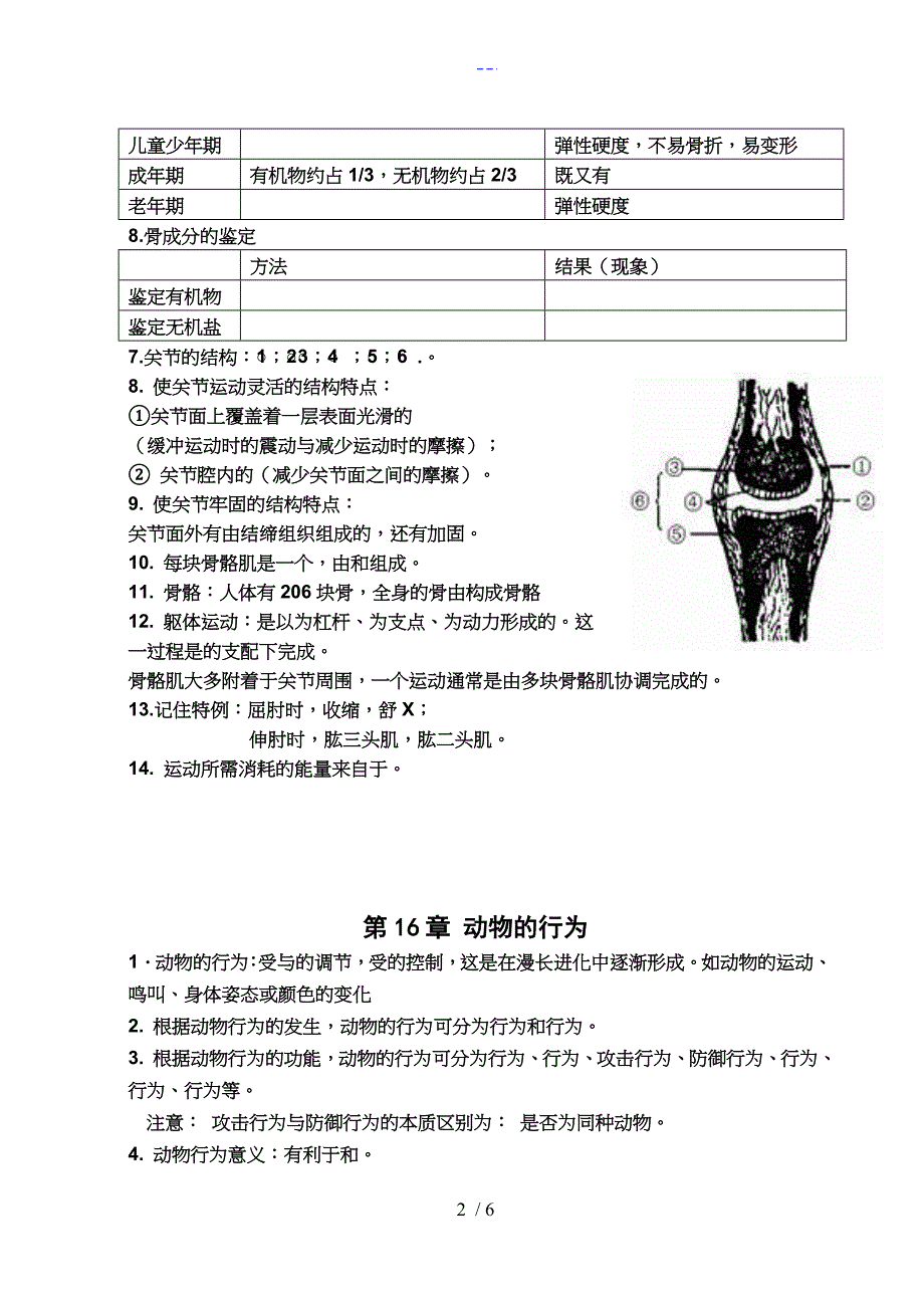 北师大版八年级生物（上册）填空式复习提纲_第2页