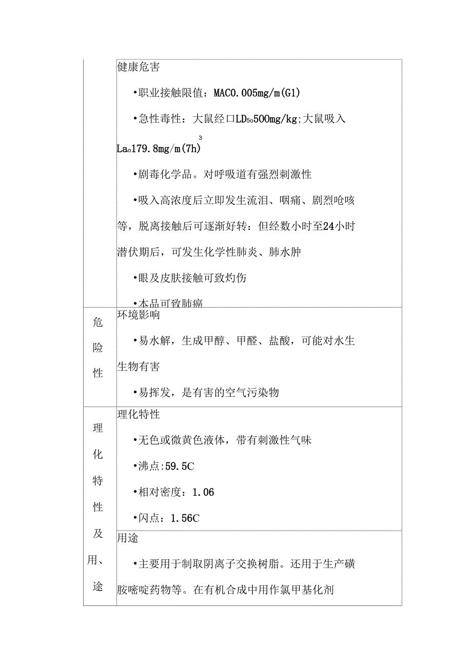 氯甲基甲醚安全技术说明书_第3页