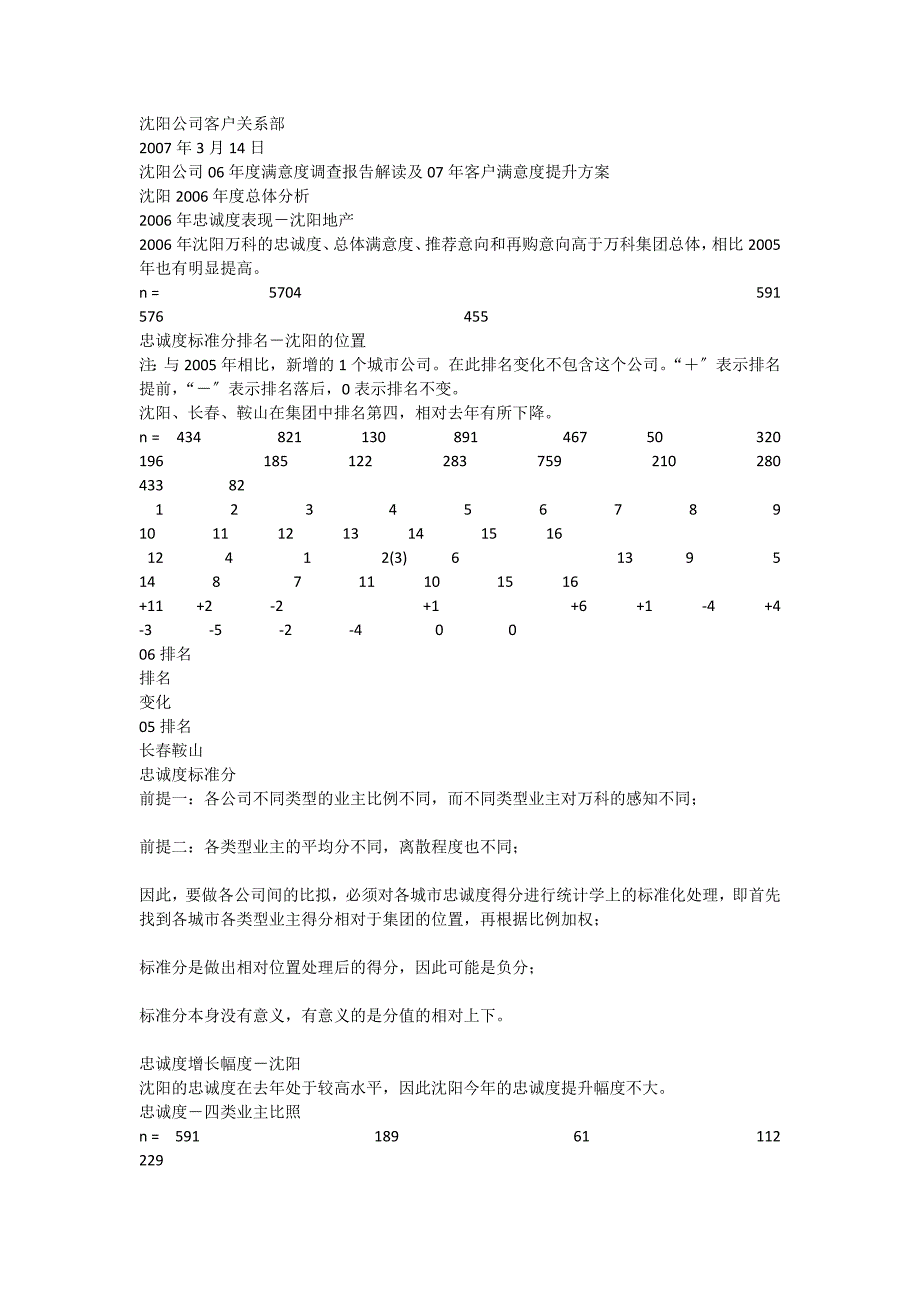 沈阳公司06年度满意度调查报告解读及07年客户满意度提升计划_[全文]_第1页