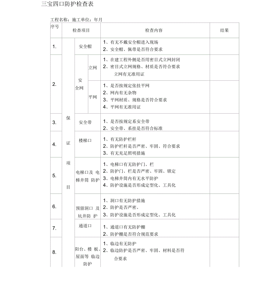 三宝四口防护检查表_第1页