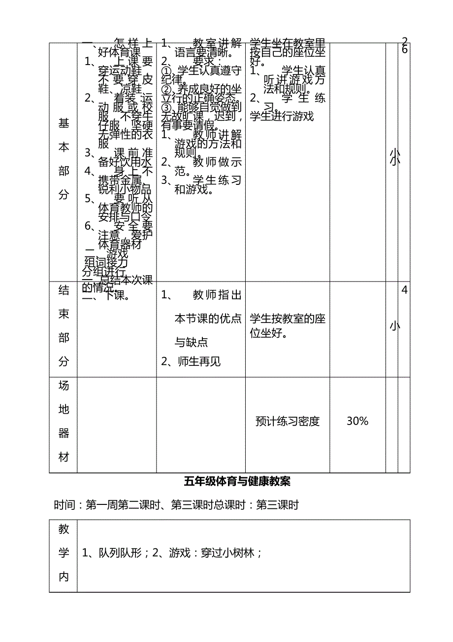 五级上册体育与健康教案_第2页