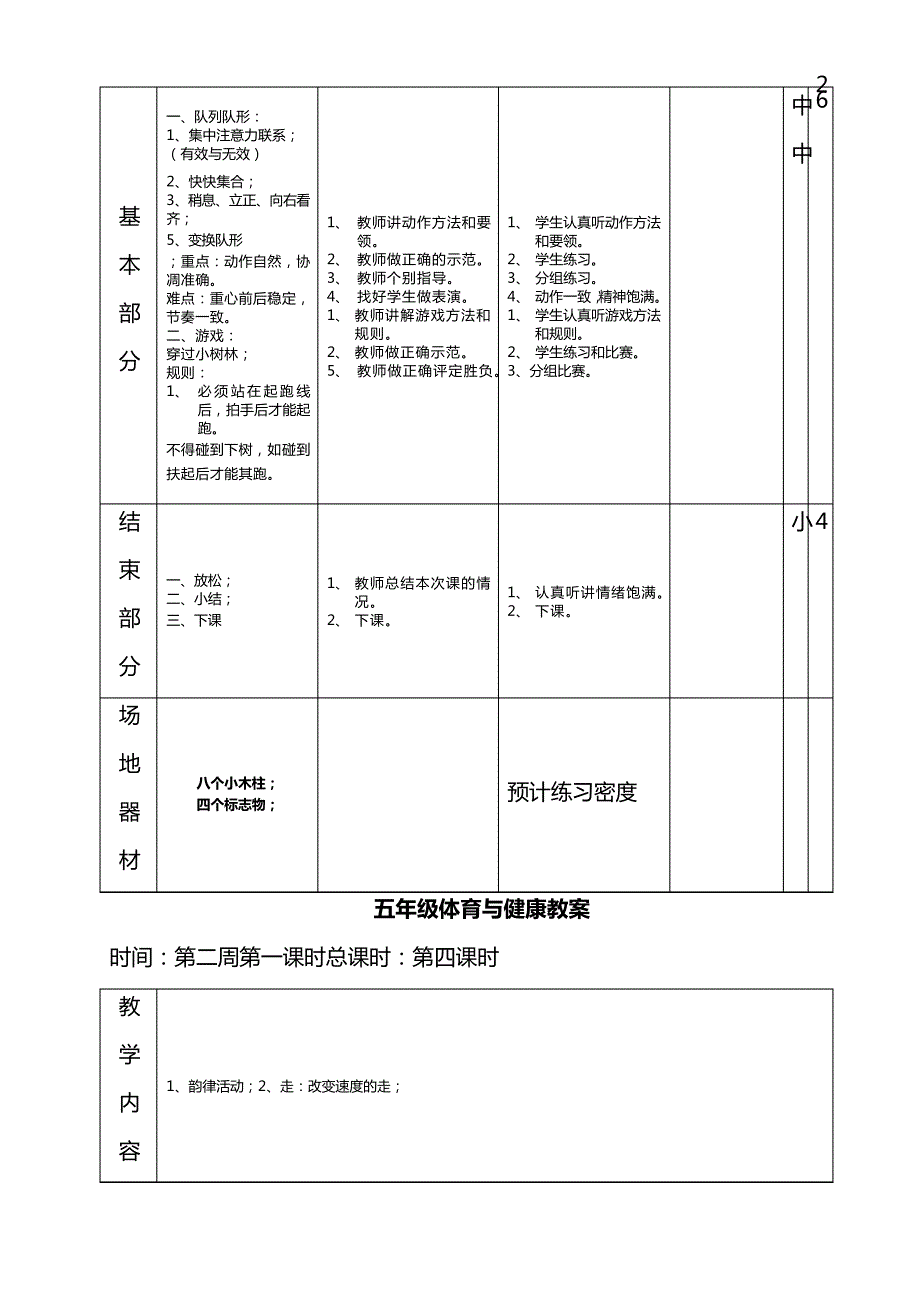 五级上册体育与健康教案_第4页