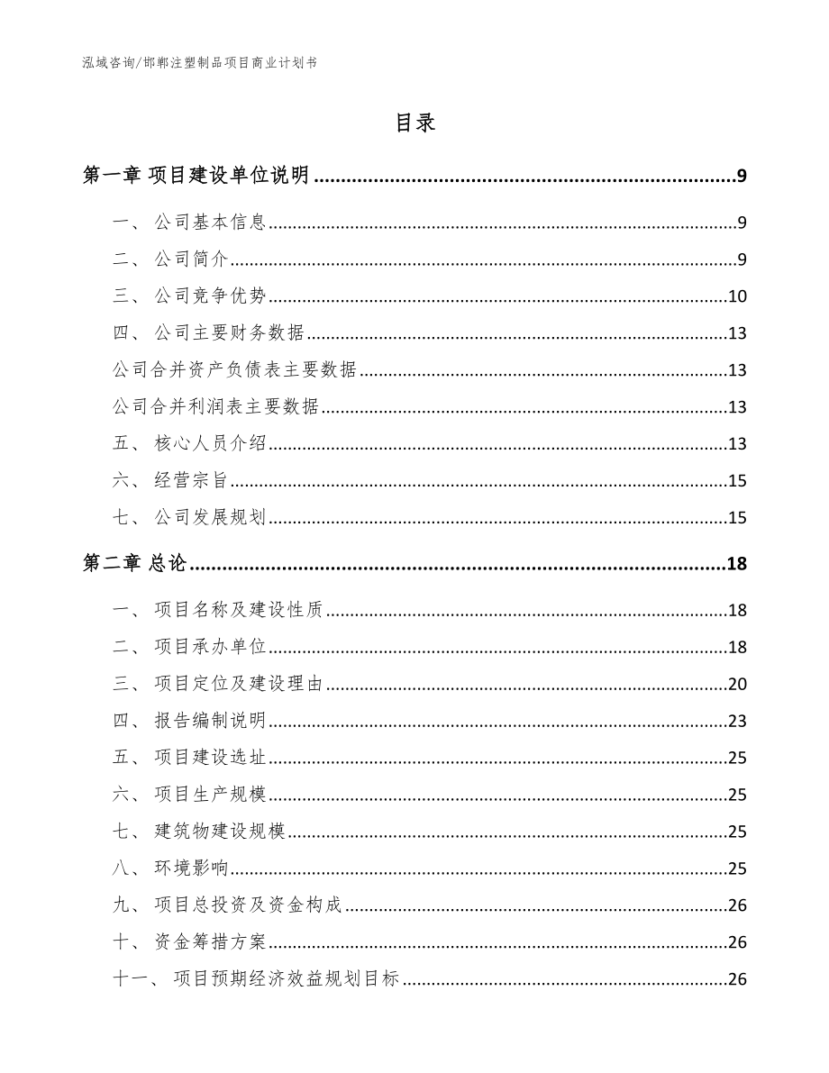 邯郸注塑制品项目商业计划书（参考模板）_第2页