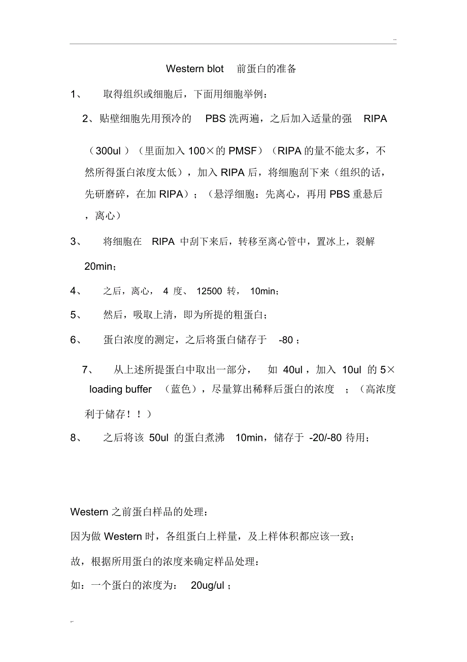 western前蛋白样品的准备_第1页