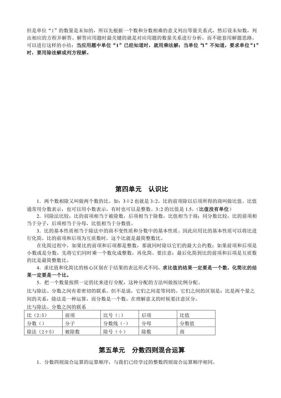 六年级数学上册概念汇总小学数学教案_第5页