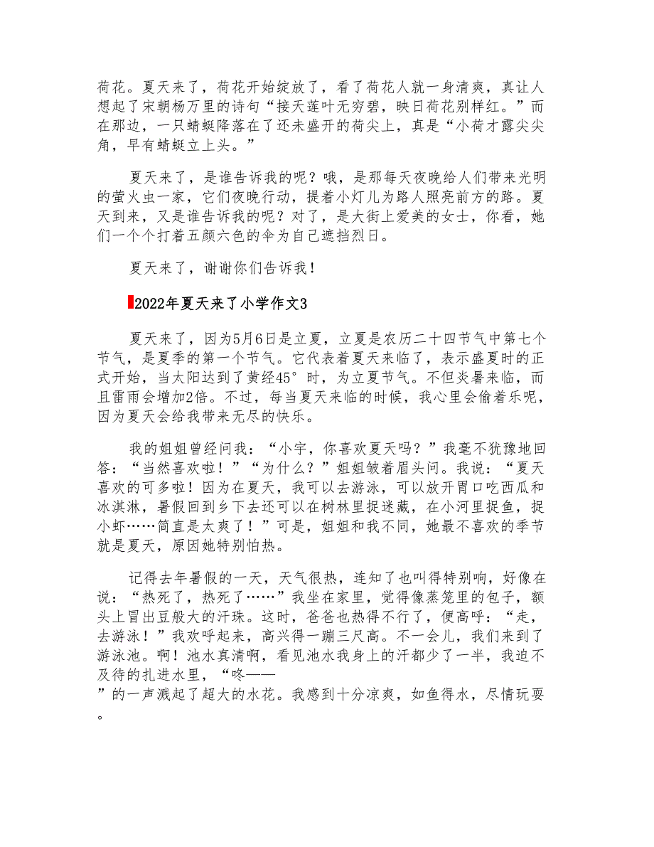 2022年夏天来了小学作文_第2页