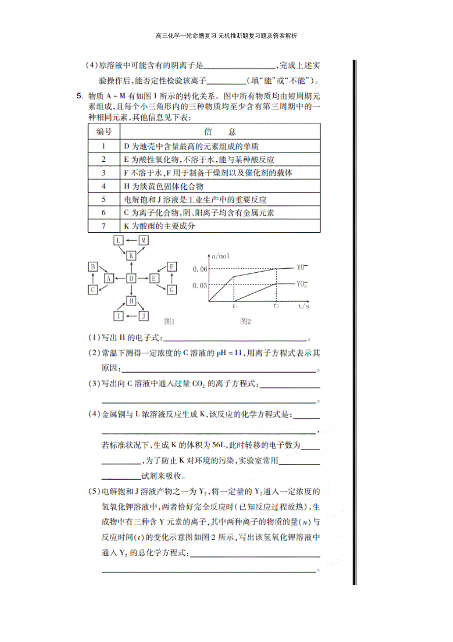 高三化学一轮命题复习 无机推断题复习题及答案解析_第4页