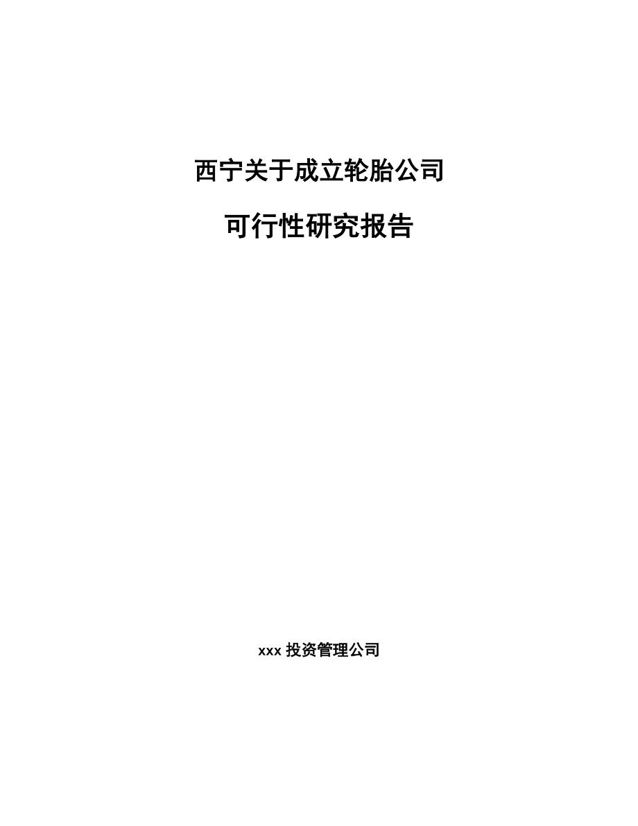 西宁关于成立轮胎公司可行性研究报告范文参考_第1页