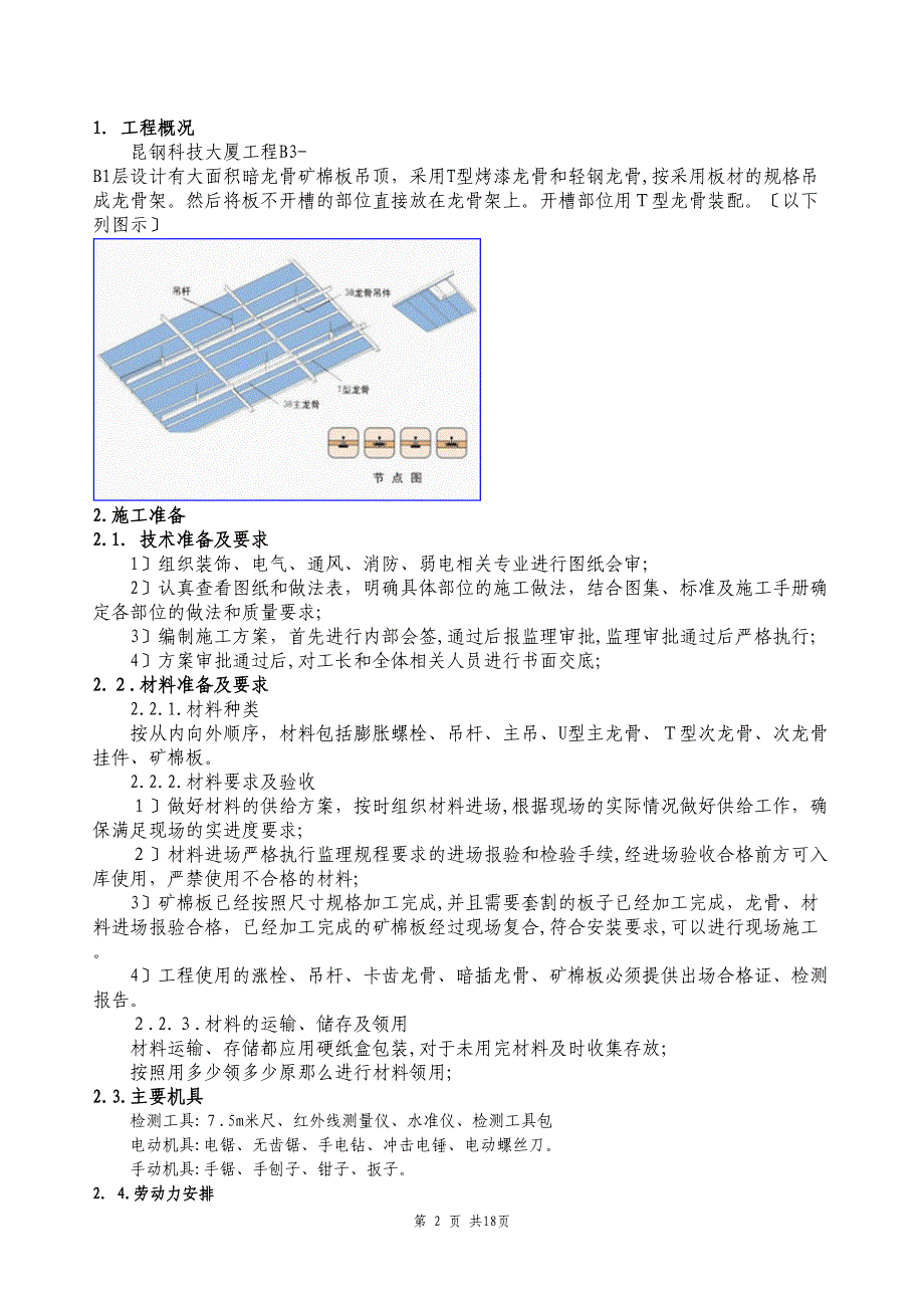 暗龙骨矿棉板吊顶施工工艺标准_第2页