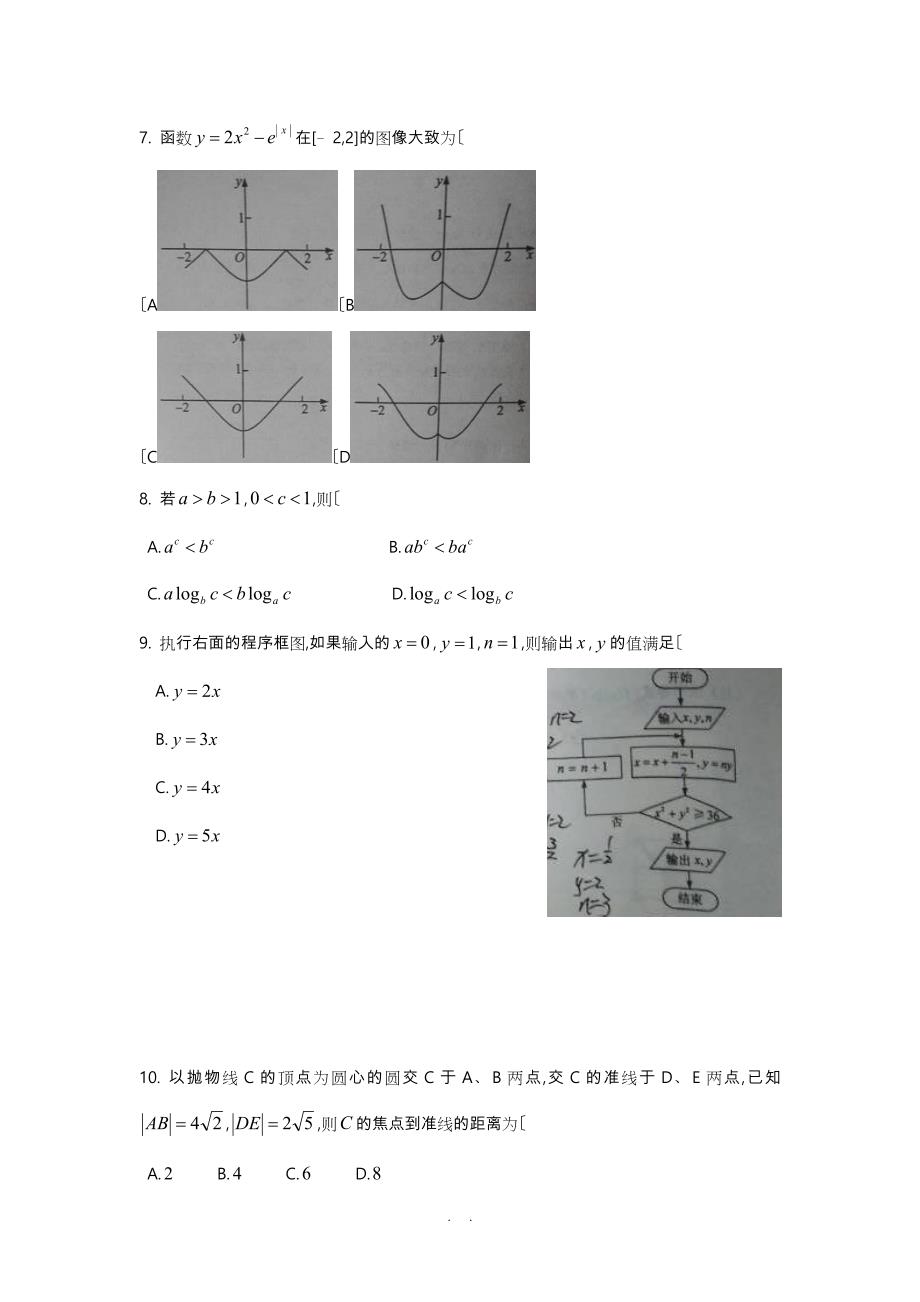 2016全国卷1理科数学与答案详解_第2页