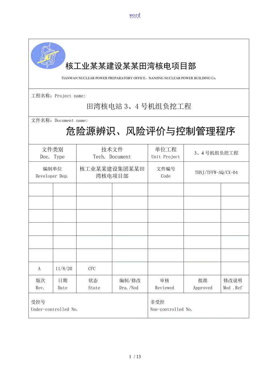 施工现场危险源辨识、评价与衡量及控制要求措施_第1页