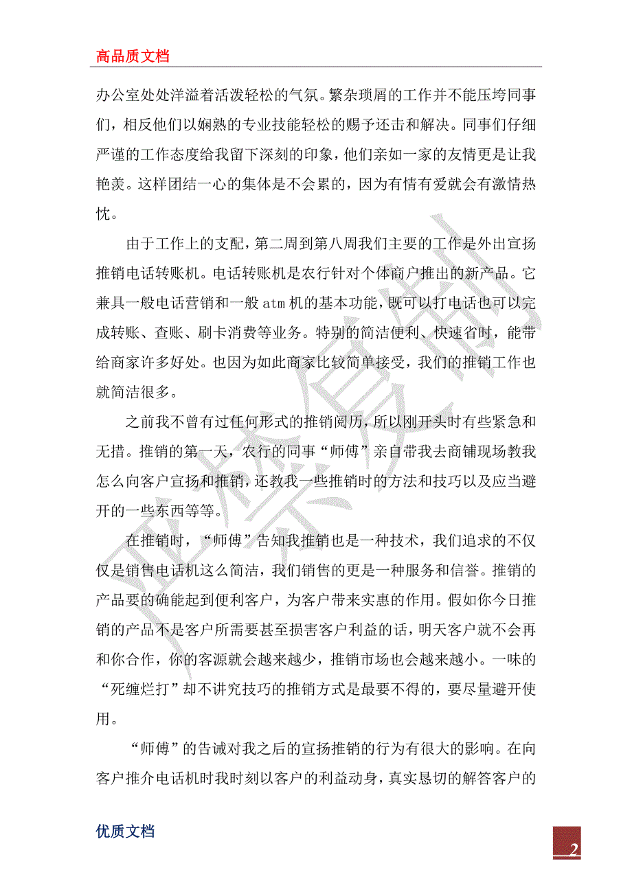 2023年农行营销销售实习工作总结_第2页