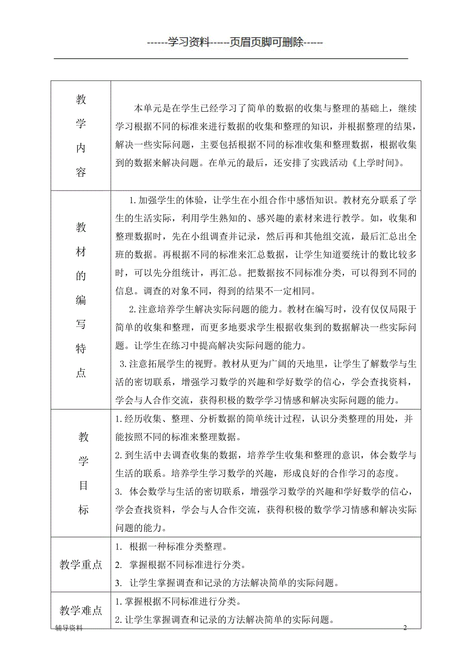 苏教版数学三年级下册第九单元数据的收集和整理教案骄阳书苑_第2页