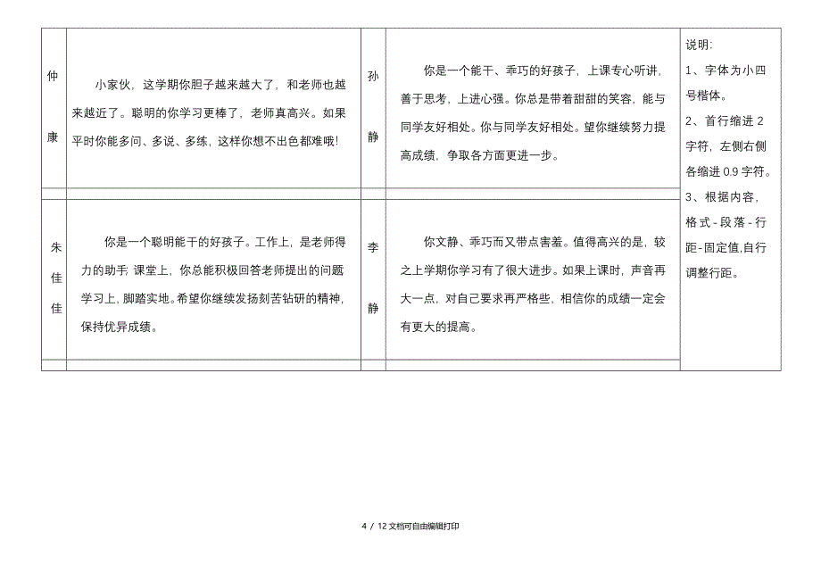 素质发展报告书格式班主任_第4页