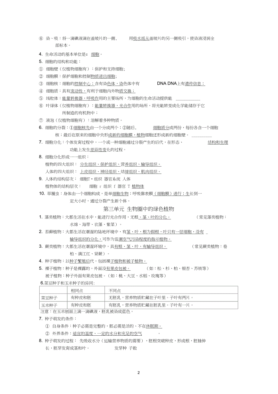 (完整版)初中生物(全)必背知识点_第2页
