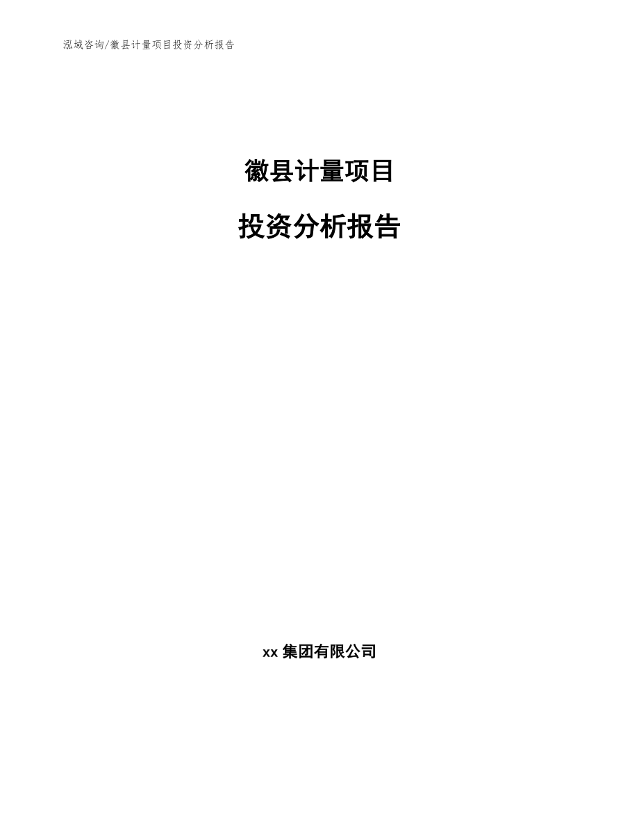 徽县计量项目投资分析报告（模板）_第1页
