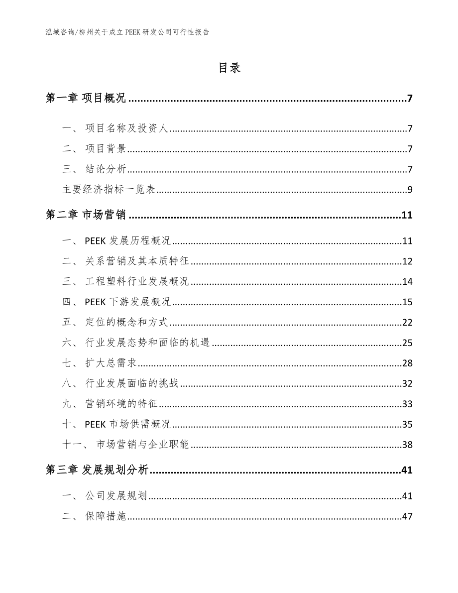 柳州关于成立PEEK研发公司可行性报告_模板范文_第1页