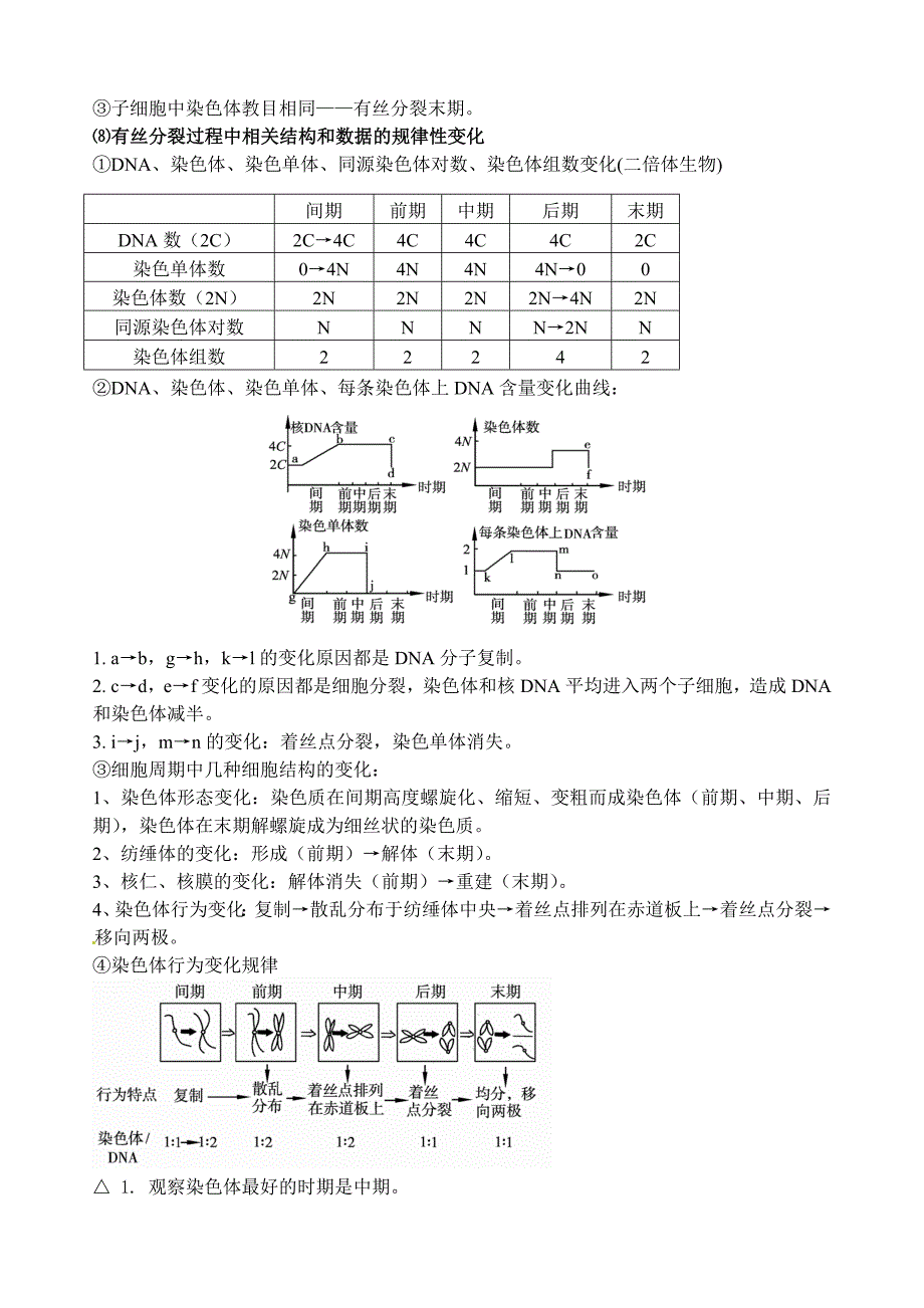 生物必修一第六章第一节细胞的增殖知识总结_第4页