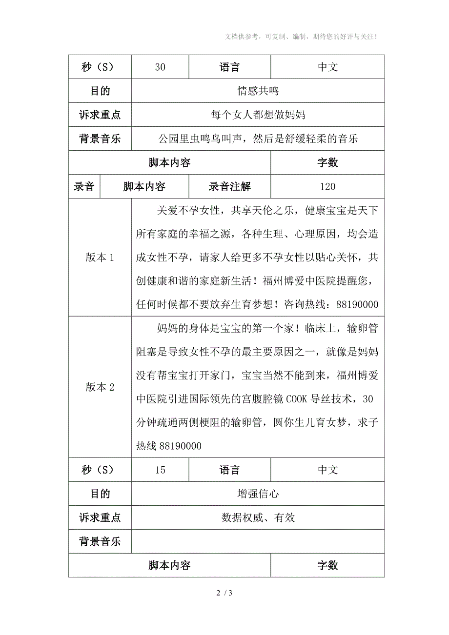 民营医院广播电台的广告文字脚本_第2页