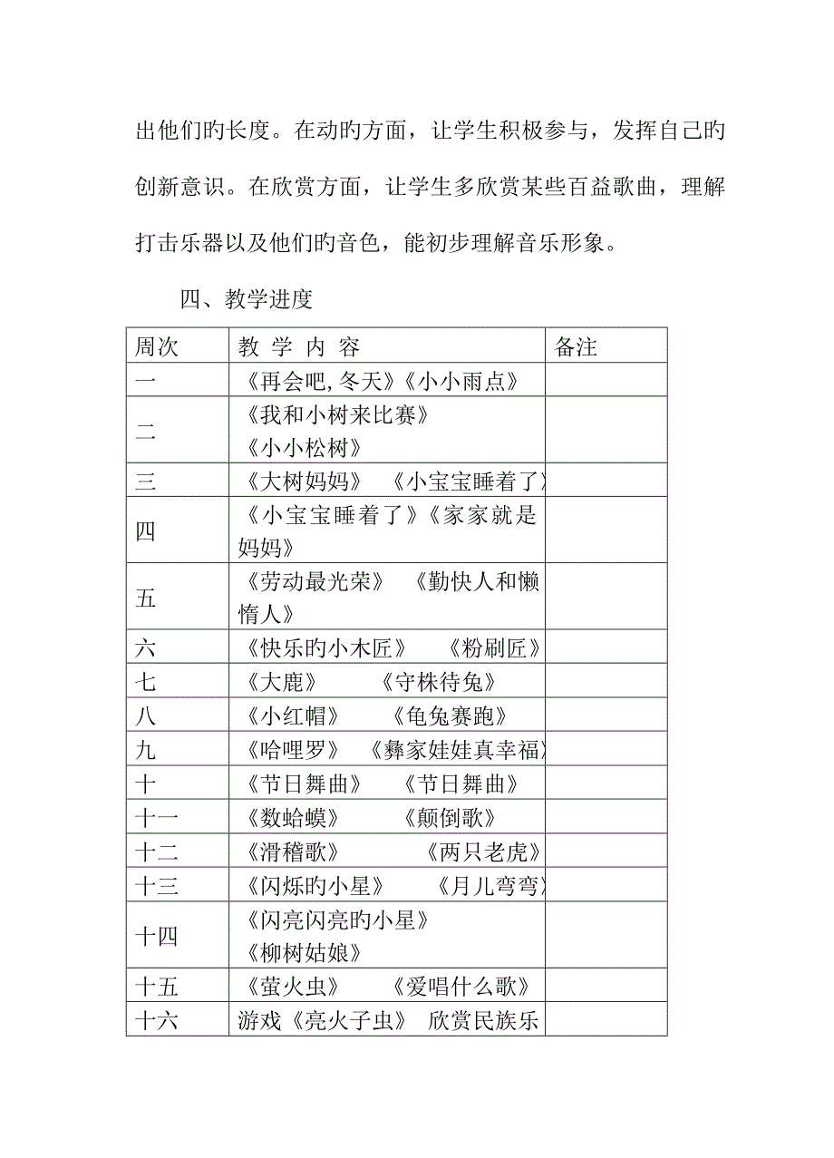 苏少版1-6年级下册音乐教学计划及进度表_第3页