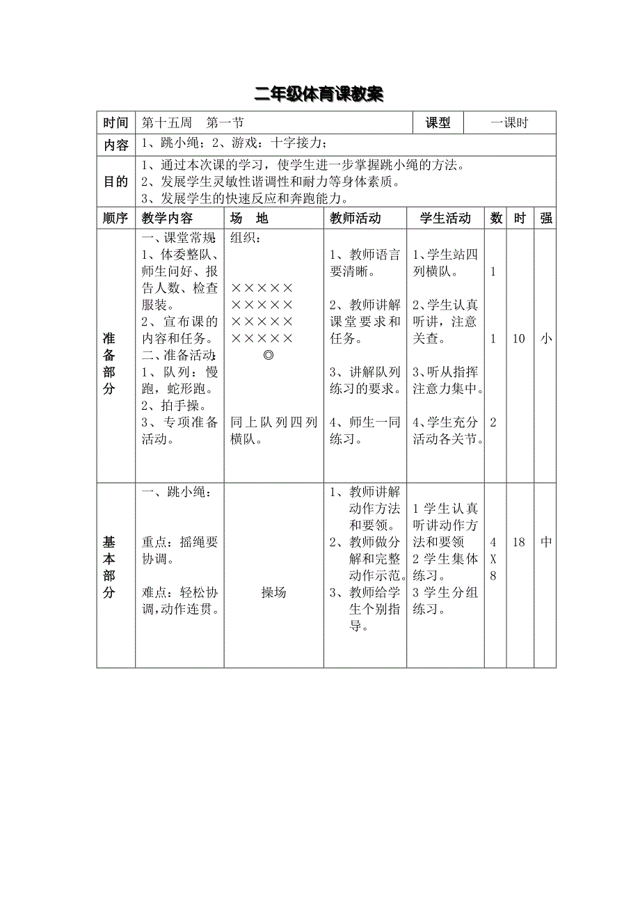 二年级体育课教案15_第1页