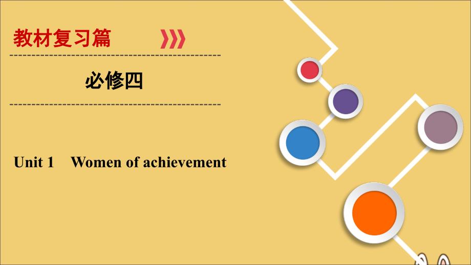 2020版高考英语大一轮复习 第1部分 Unit 1 Women of achievement课件 新人教版必修4_第1页