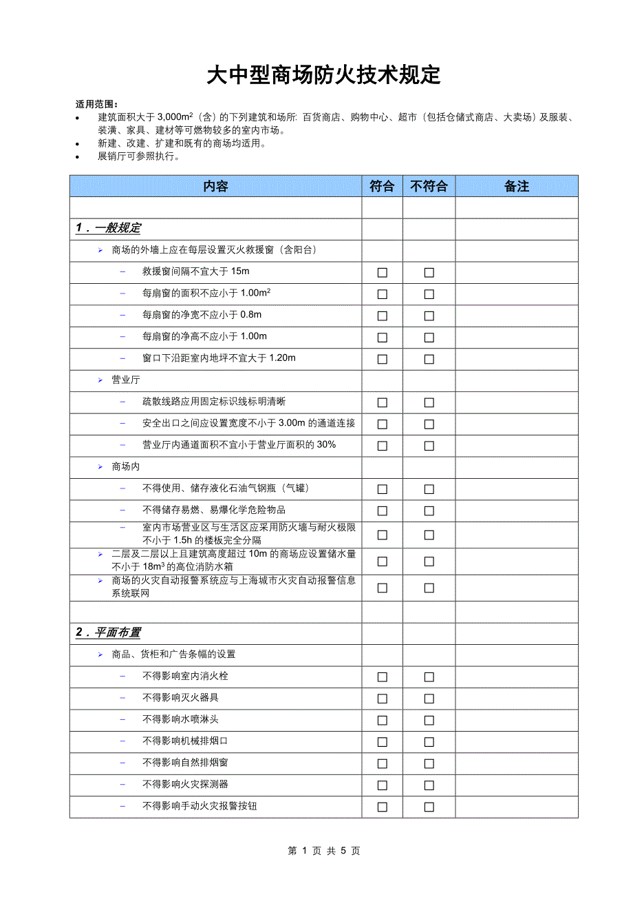 大中型商场防火技术规定.doc_第1页