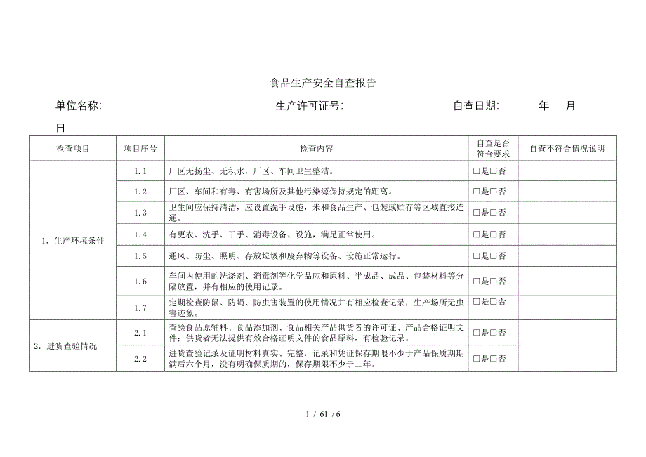 食品生产安全自查报告_第1页