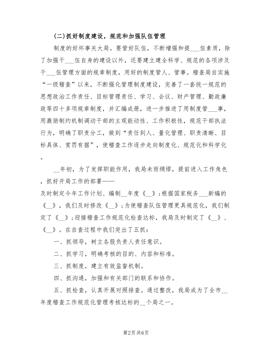 2022年税务稽查工作总结范文_第2页