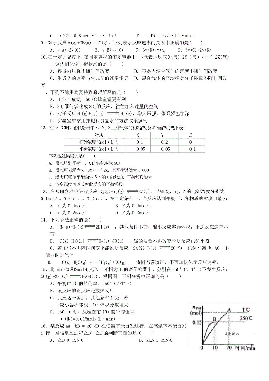 湖南省怀化市2019-2020学年高二化学9月月考试题_第2页