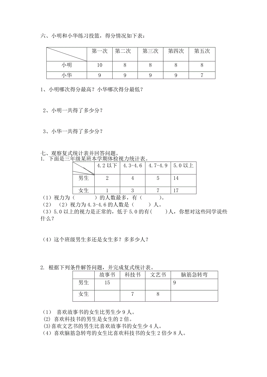 3--4复式统计表、条形统计图、复式条形统计图--练习题.doc_第3页