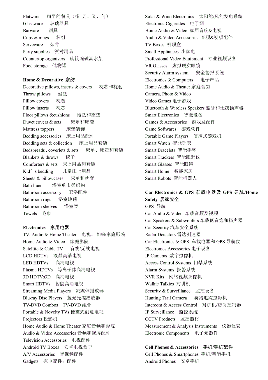 电商网站产品类目中英对照_第2页