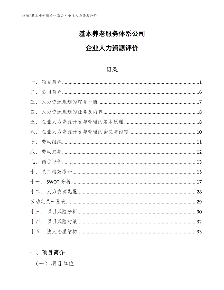 基本养老服务体系公司企业人力资源评价_第1页