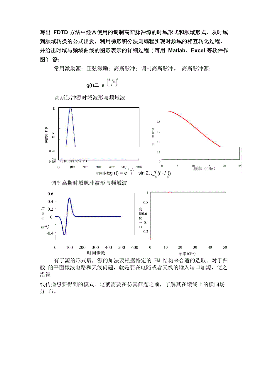 调制高斯脉冲源的时域形式和频域形式_第1页