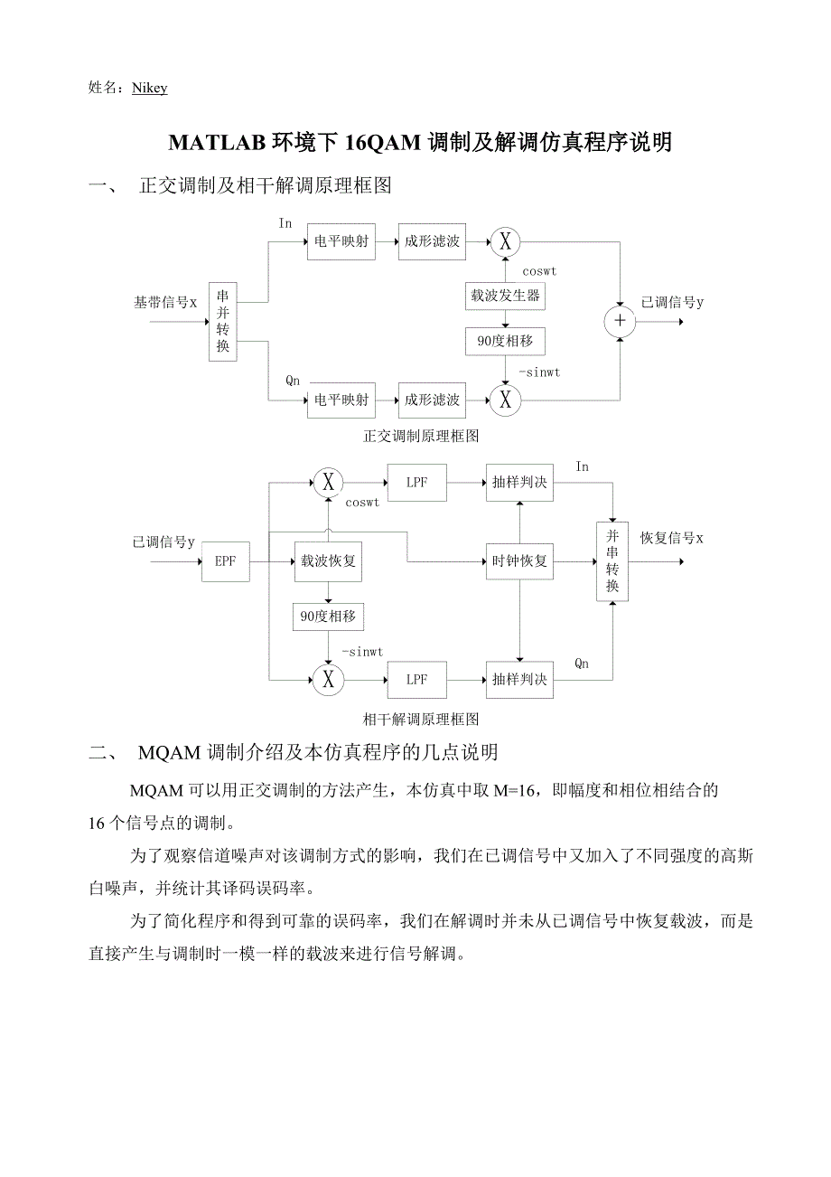 MATLAB环境下16QAM调制及解调仿真程序说明_第1页