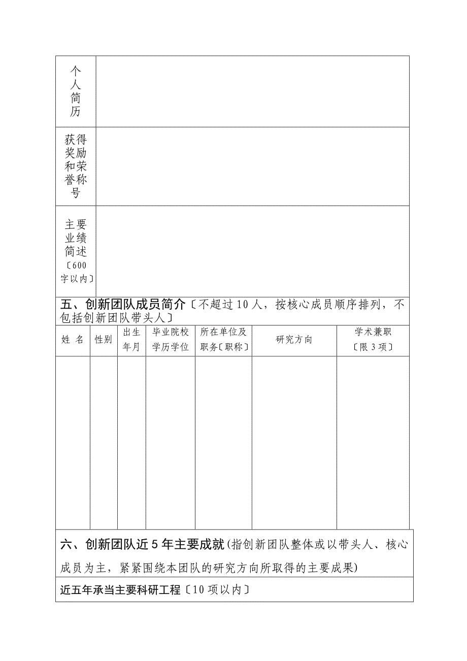 山东省优秀创新团队申报表_第5页