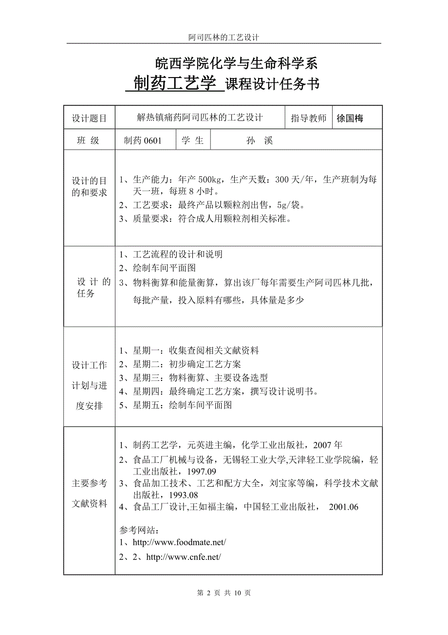 阿司匹林的生产工艺设计.doc_第2页