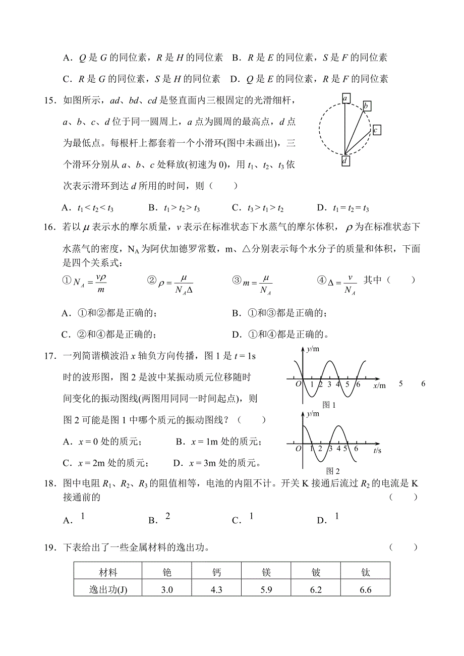 普通高等学校招生全国统一考试理科综合福建卷_第4页