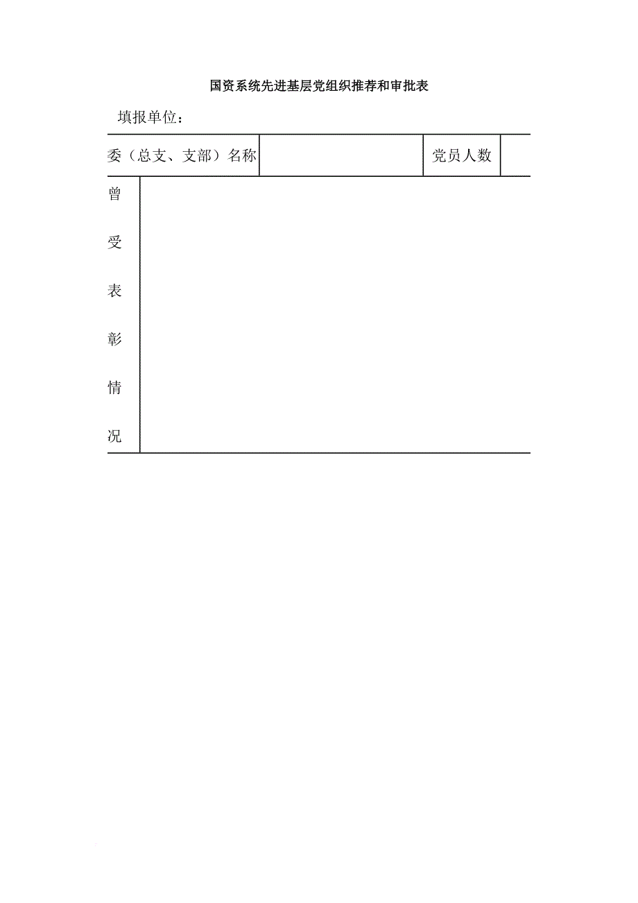 精品专题资料20222023年收藏国资系统先进基层党组织推荐和审批表_第1页