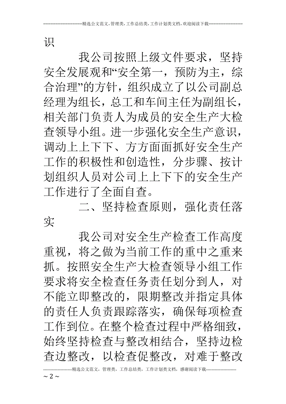 企业春节前安全生产大检查工作小结_第2页