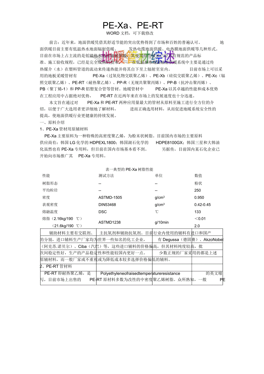 pexa、pert地暖管材综述_第1页